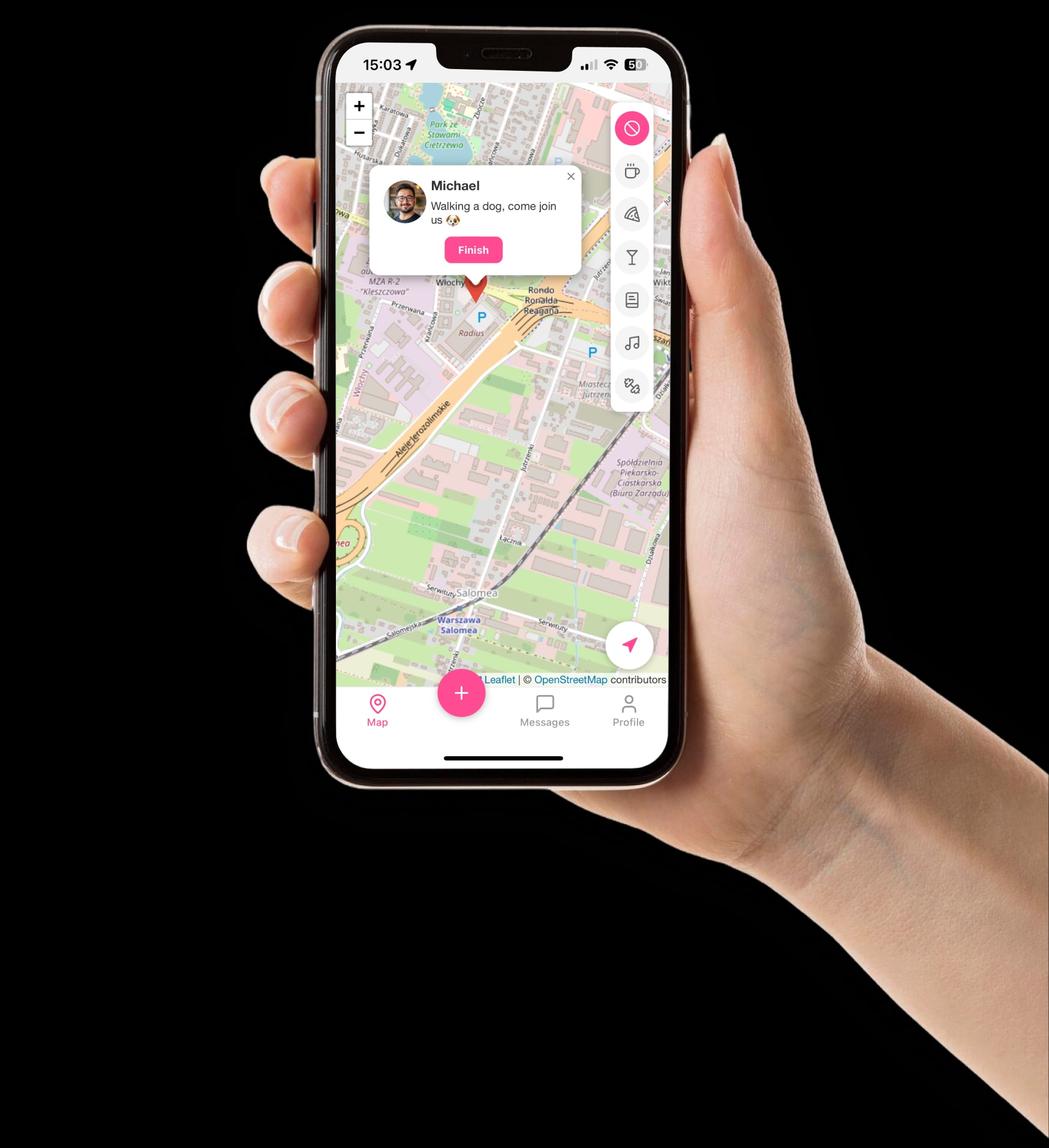 Meetly app on mobile phone